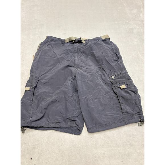 Abercrombie & Fitch Cargo Shorts Mens Medium Gray Nylon Cotton Utility Belted - Picture 1 of 9